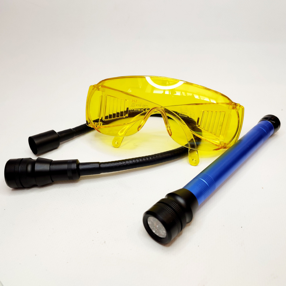 Набор для обнаружения утечек систем кондиционирования Errecom UV-лампа, питание 3 батарейки АА, очки, #1