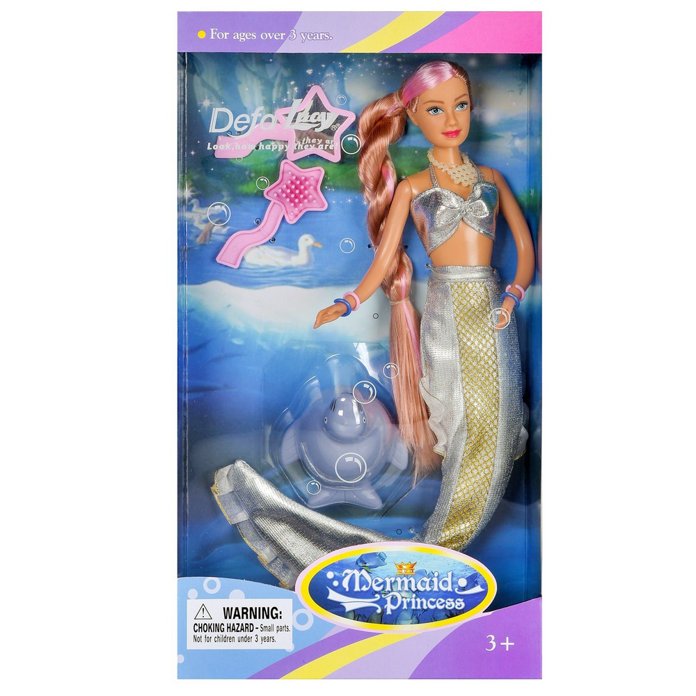 Кукла Defa Lucy Принцесса-русалочка с волшебной прядью волос (серебристый костюм), 29 см  #1