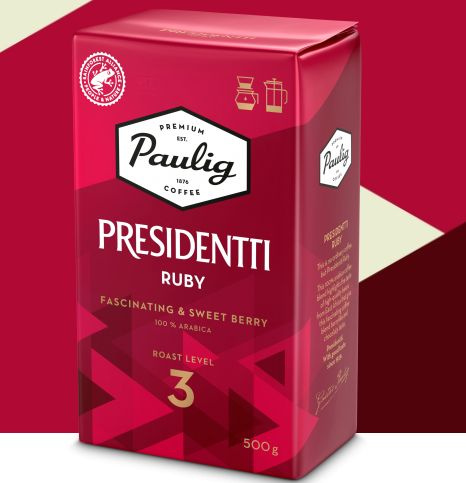 Кофе молотый арабика Paulig Presidentti Ruby (Обжарка №3), 500 гр. Финляндия  #1