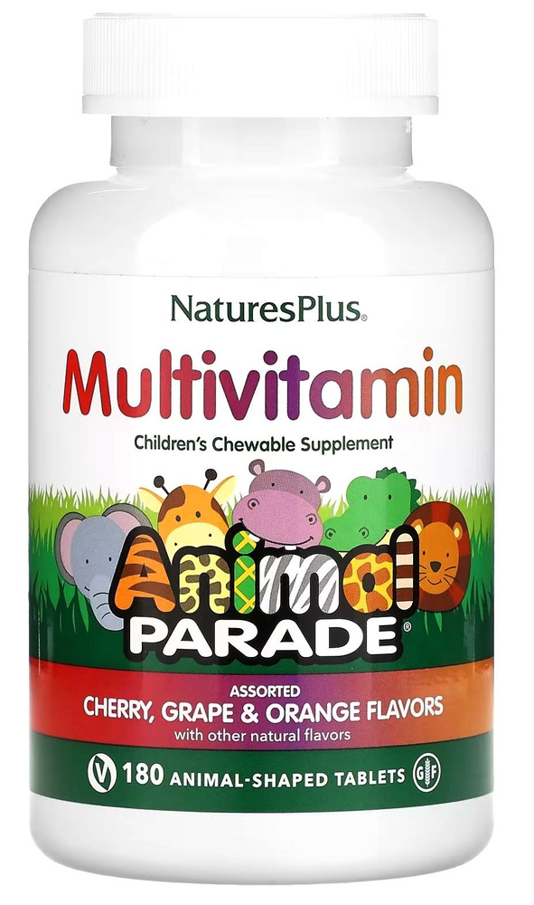 NaturesPlus Animal Parade Multivitamin 180 chewable tabs Cherry, Grape, Orange / Мультивитамины для Детей #1