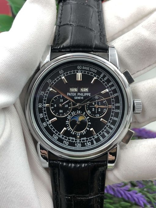 Мужские наручные часы Patek Philippe с кожаным ремешком в подарочной упаковке  #1