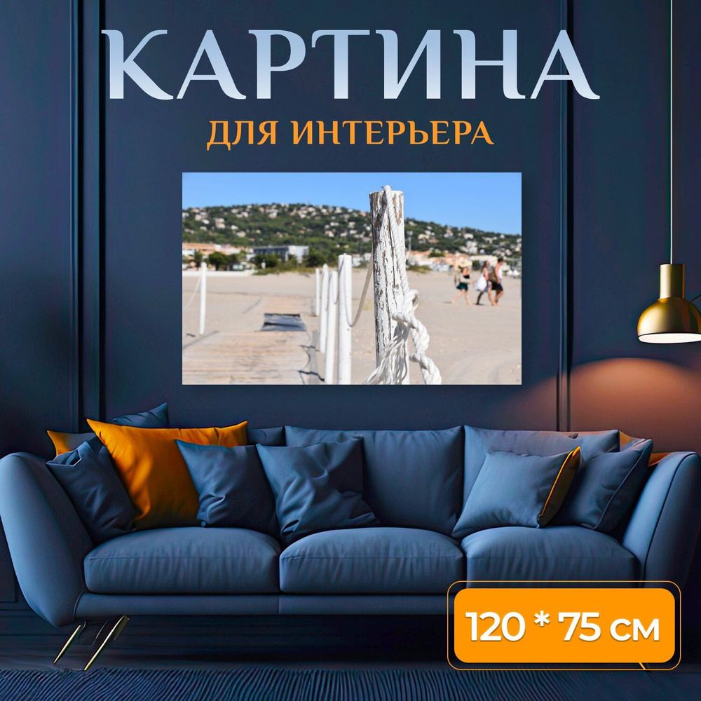 LotsPrints Картина "Изгородь, веревка, пляж 03", 120  х 75 см #1