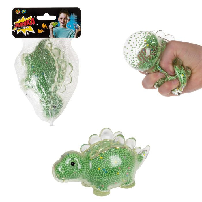 Игрушка антистресс для рук с шариками 1TOY Динозавр стегозавр, резиновая, жмякалка, мялка, тянучка, для #1