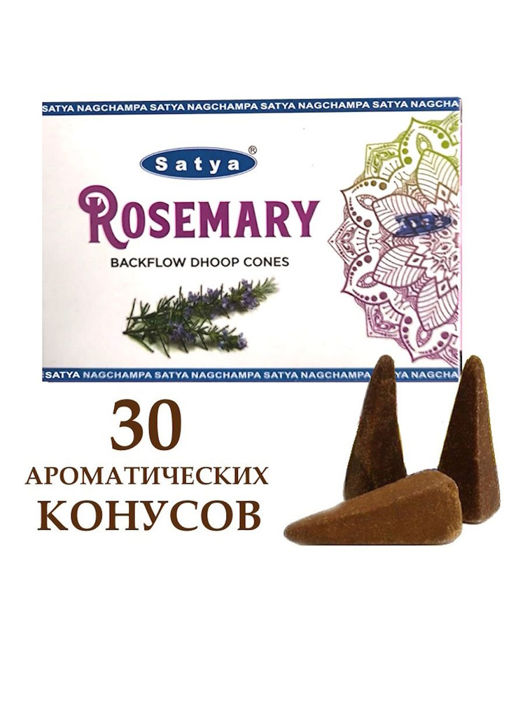 Premium Rosemary/Благовоние-конус "стелющийся дым", аромат розмарина, 30 шт.  #1