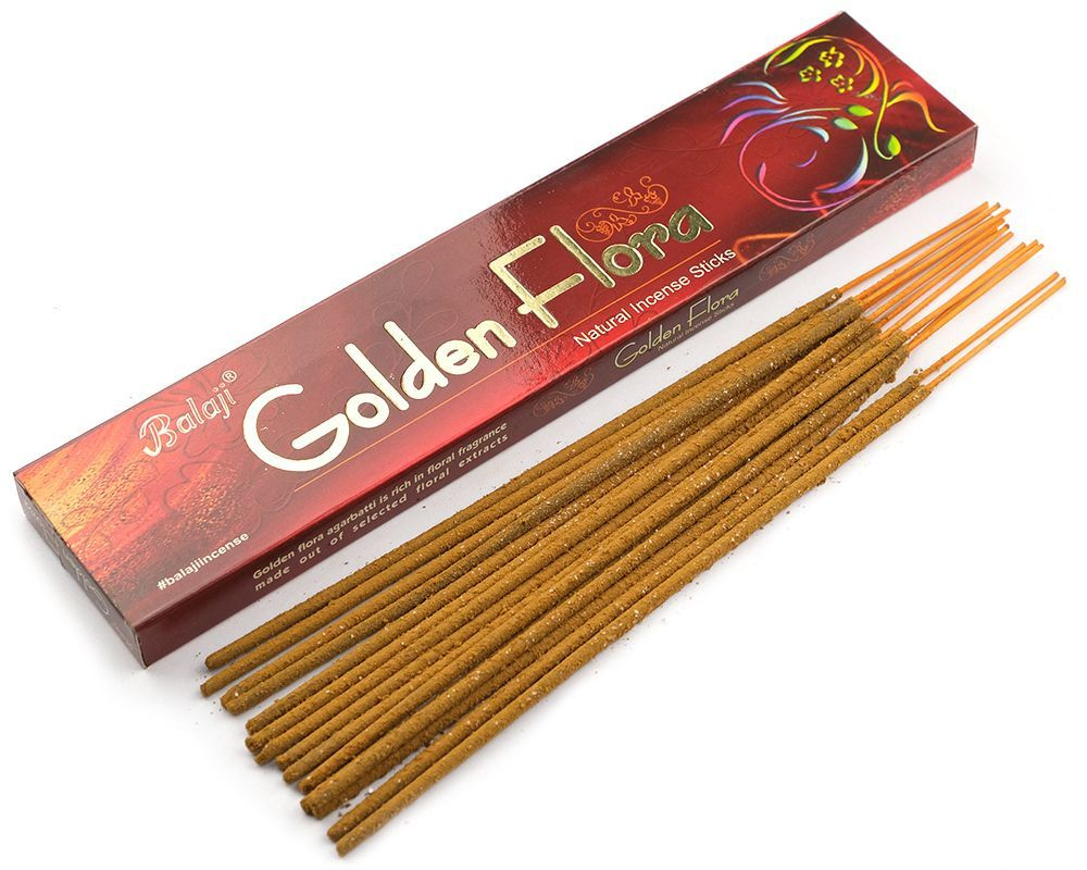 GOLDEN FLORA Natural Incense Sticks, Balaji (ЗОЛОТАЯ ФЛОРА Натуральные благовония, Баладжи), уп. 15 палочек. #1