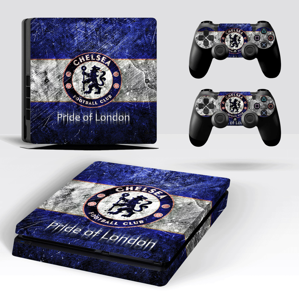Наклейка Chelsea Football Club для игровой приставки Sony PlayStation 4 Slim полный комплект геймпады #1