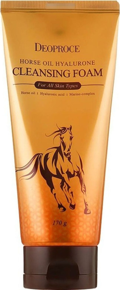 DEOPROCE / Деопрос Horse Oil Hyalurone Cleansing Foam Пенка для умывания очищающая с лошадиным жиром #1