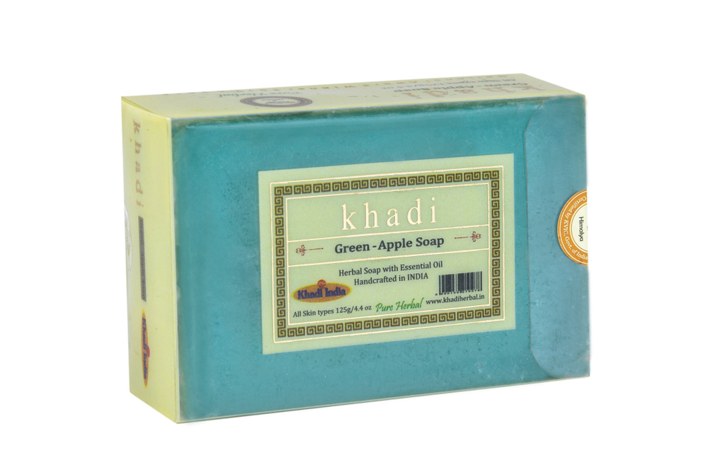 Khadi GREEN-APPLE SOAP, Khadi India (ЗЕЛЁНОЕ ЯБЛОКО МЫЛО ручной работы с эфирными маслами, Кхади Индия), #1