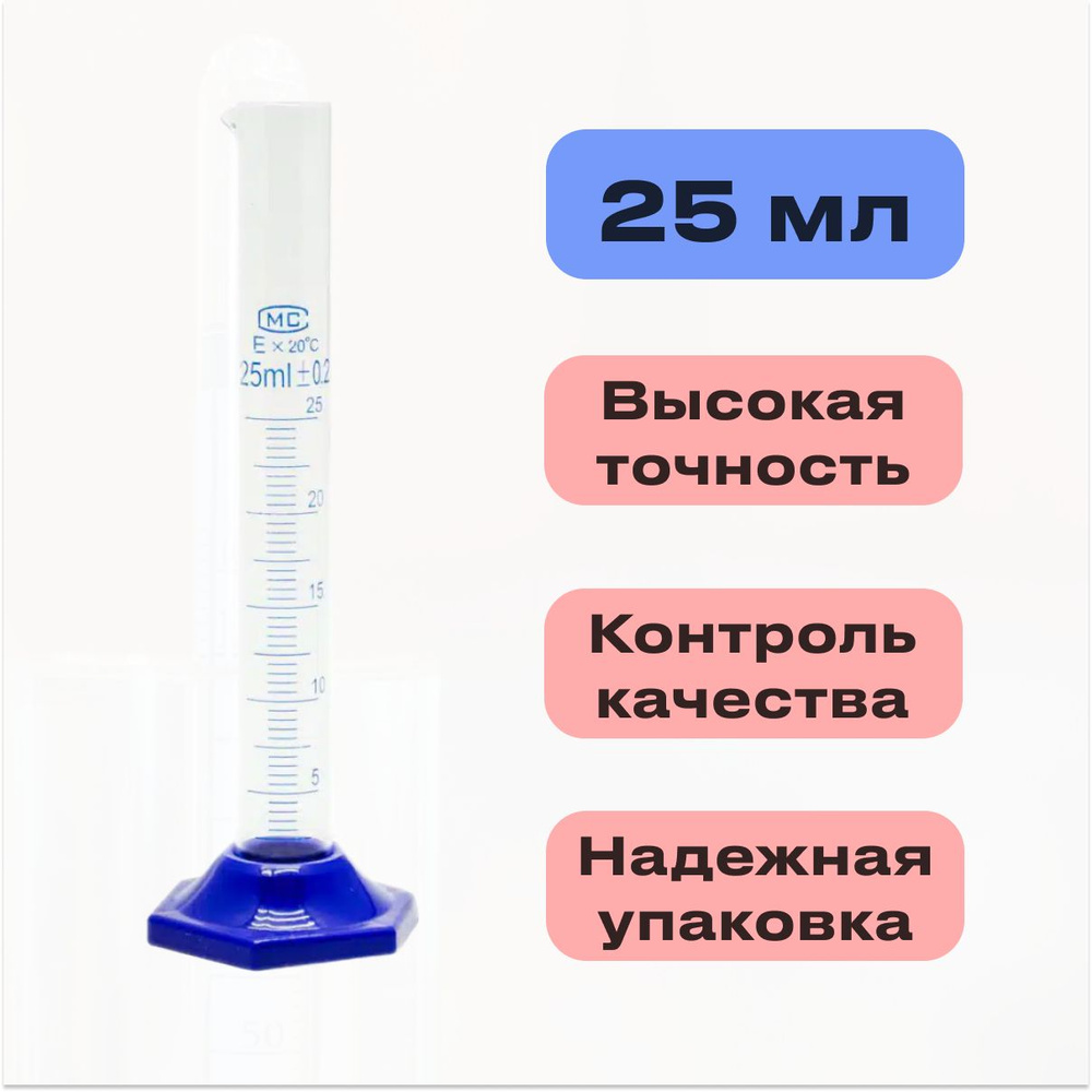 Емкость мерная стеклянная (цилиндр), 25 мл #1