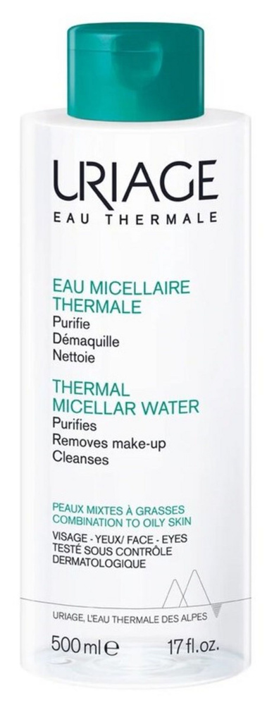 Uriage Очищающая мицеллярная вода Eau Thermal Micellar Water, Для жирной и комбинированной кожи, 500 #1