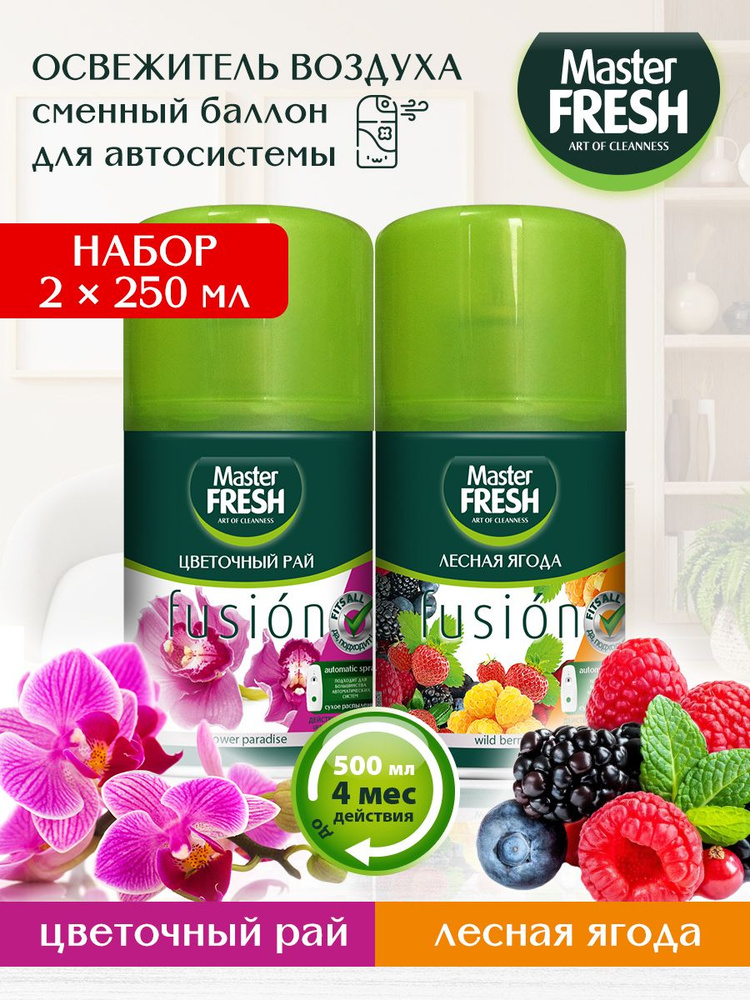 Набор освежителей воздуха Master FRESH 250мл FUSION Лесная ягода+Цветочный рай  #1