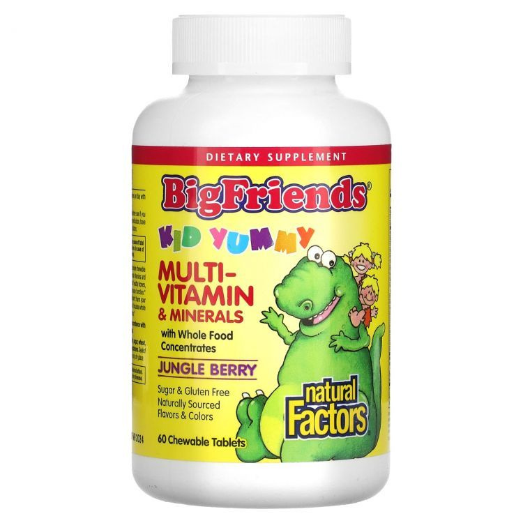 Natural Factors, Big Friends, жевательные мультивитамины и минералы, со вкусом ягод, 60 жевательных таблеток #1
