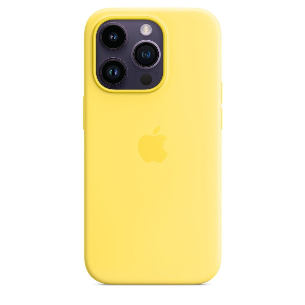 Чехол-накладка для iPhone 14 Pro / Silicone Case MagSafe / Canary Yellow / Цветная анимация + Защитное #1