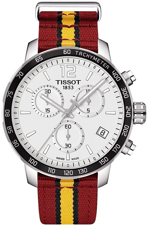 Швейцарские кварцевые часы Tissot Quickster Chronograph Nba Miami Heat T095.417.17.037.08 на тканевом #1