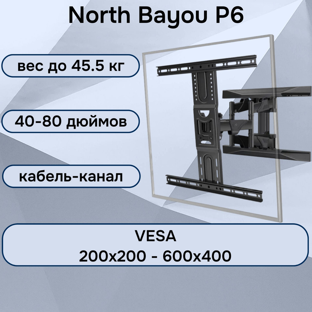 Настенный кронштейн NB North Bayou P6 для экрана/телевизора 40-80" до 45.5 кг, черный  #1