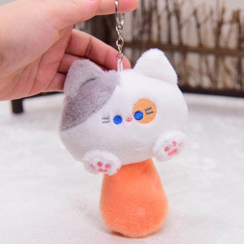 Брелок мягкий милая белая серая кошка для ключей, подвеска на сумку, брелок игрушка  #1