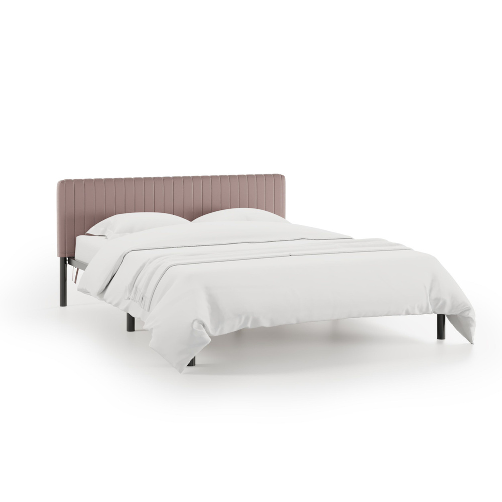 Кровать "Гаррона", 160х200 см, чехол велюр Velutto коричневый, черный каркас, DreamLite  #1