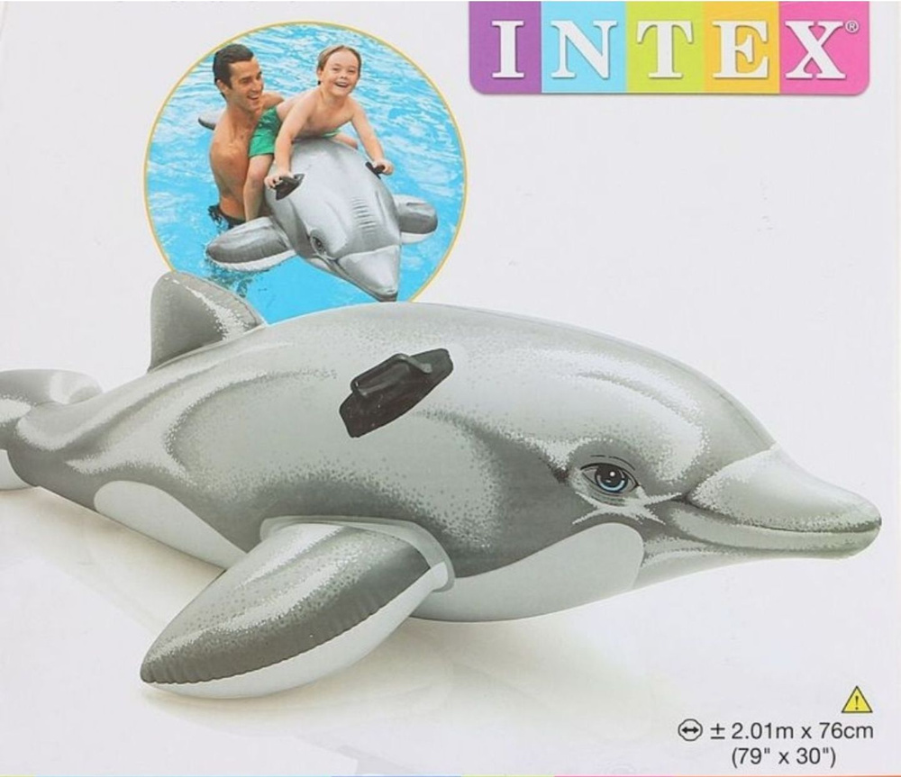Надувная игрушка для плавания "Дельфин", 201х76 см, от 3 лет 58539NP INTEX  #1