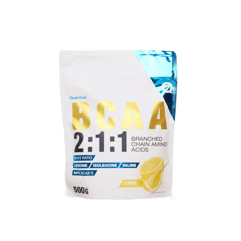 BCAA спорт питание, 500 гр, Quamtrax Nutrition BCAA 2:1:1 Powder, вкус: лимон #1