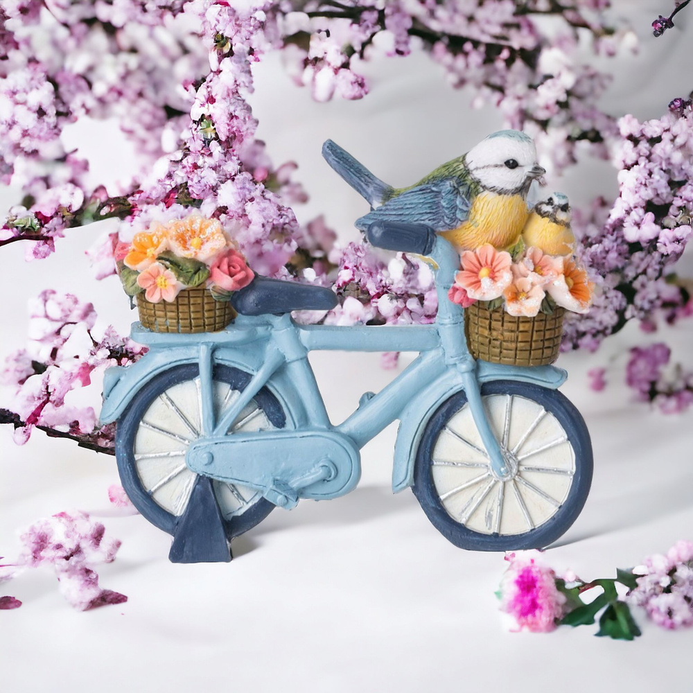 Фигурка птичка на велосипеде с цветами коллекция Лето в деревне 12х4,5х10,5 см  #1