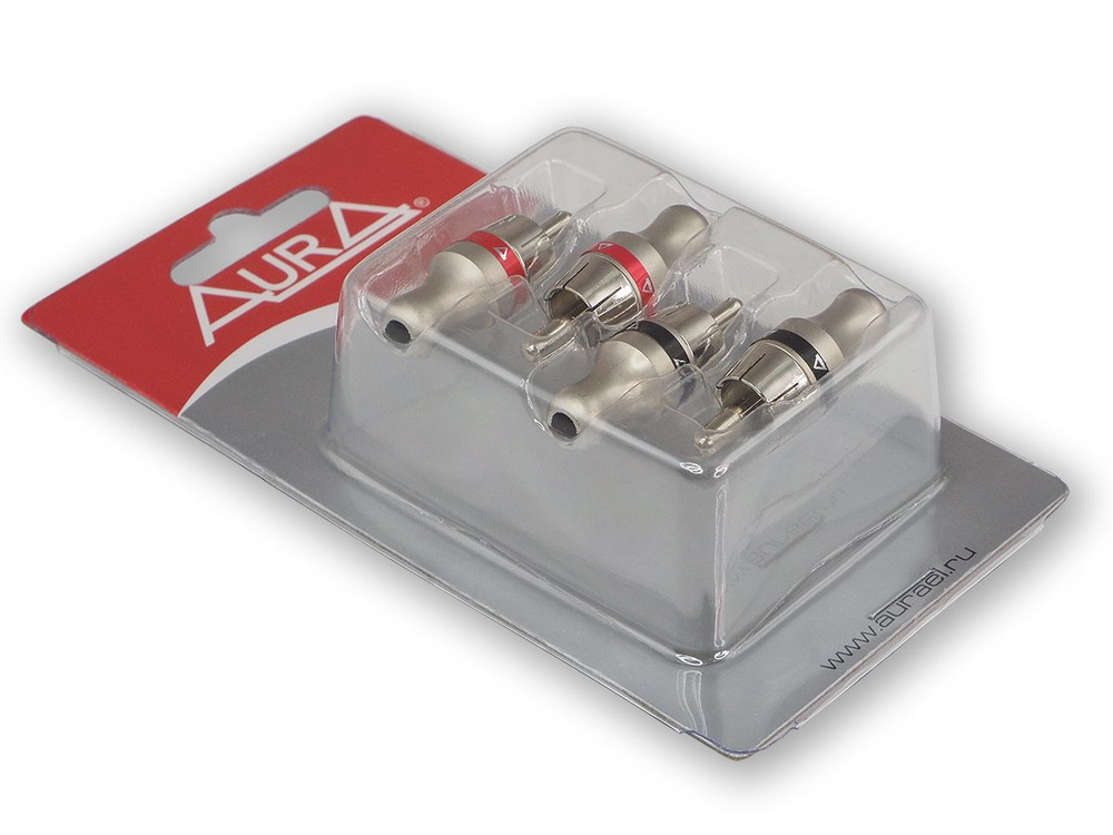 Коннектор Aura RCA-P410, для кабеля до 4 мм, 2 пары, 4 шт, серебристый  #1