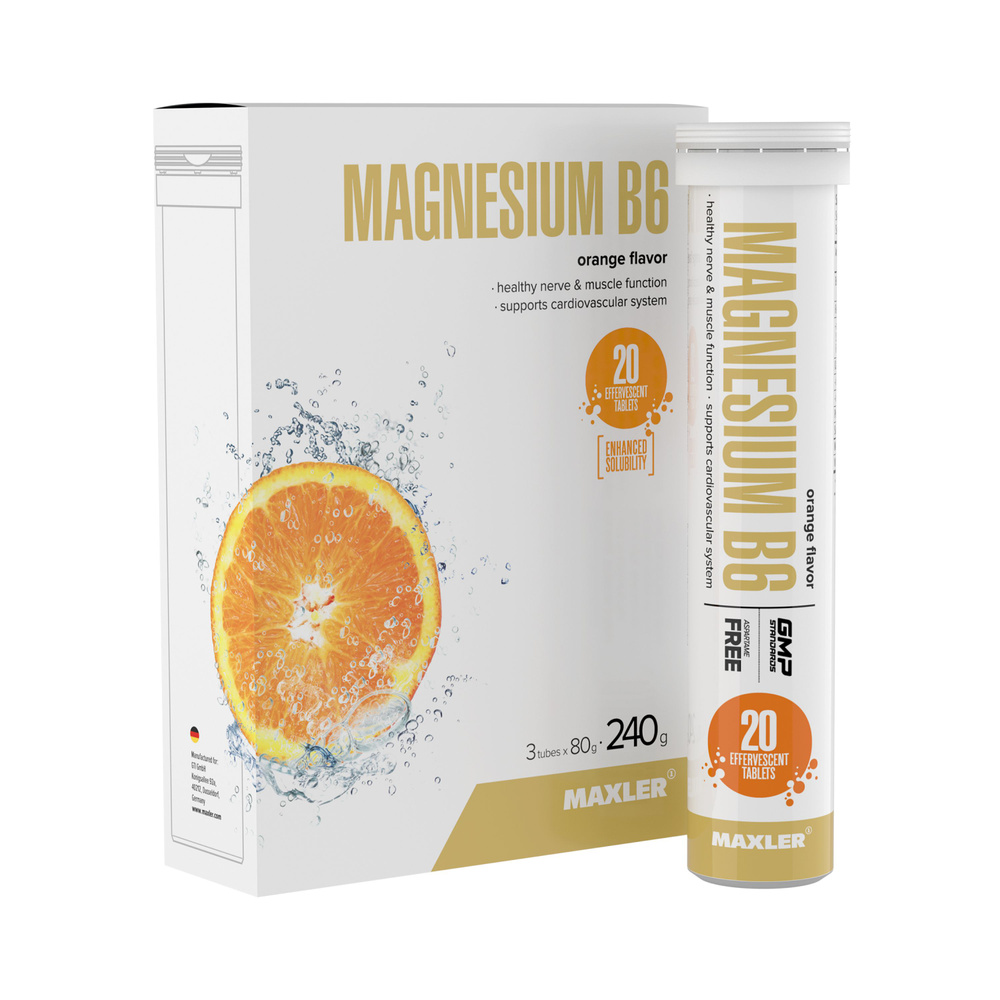 Магний B6 шипучие таблетки Maxler Magnesium B6 Effervescent (3х20 шт.) Апельсин  #1