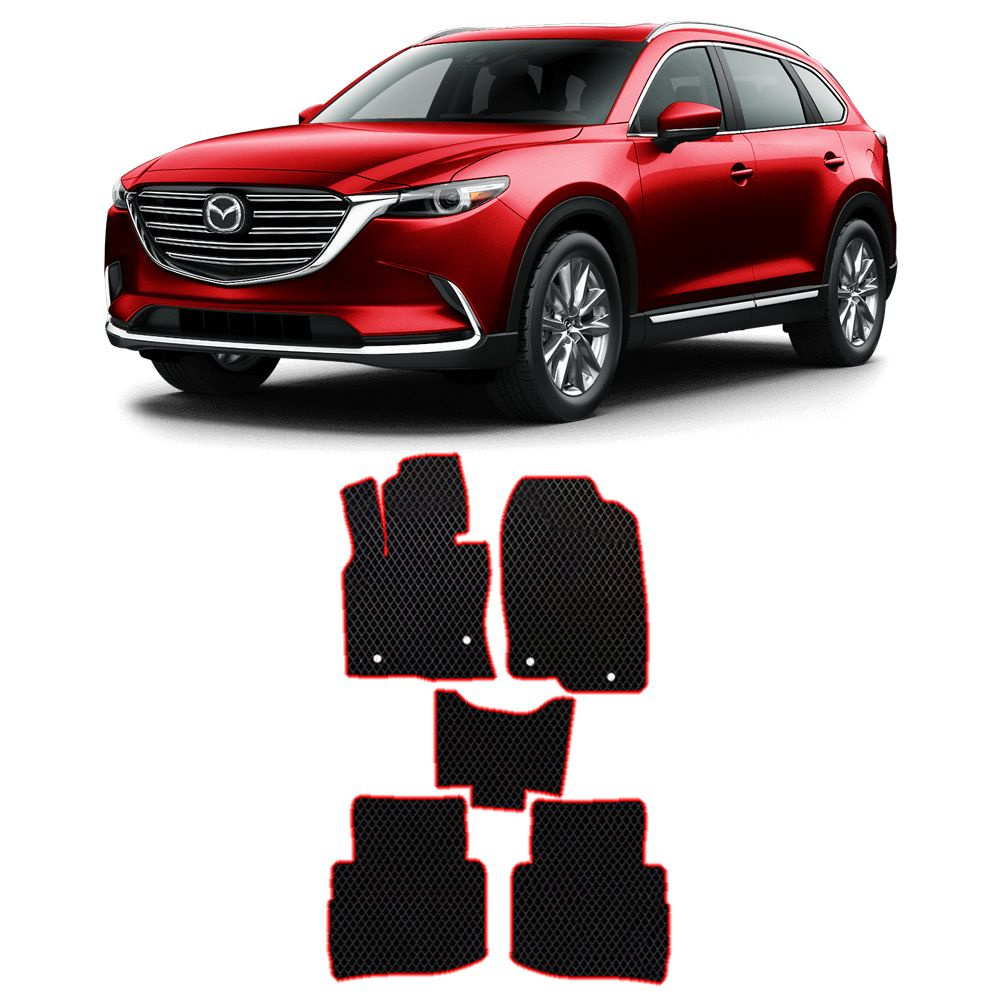 Коврики в салон автомобиля MAZDA CX-9 2 2016-н.в, цвет красный - купить по  выгодной цене в интернет-магазине OZON (260350128)