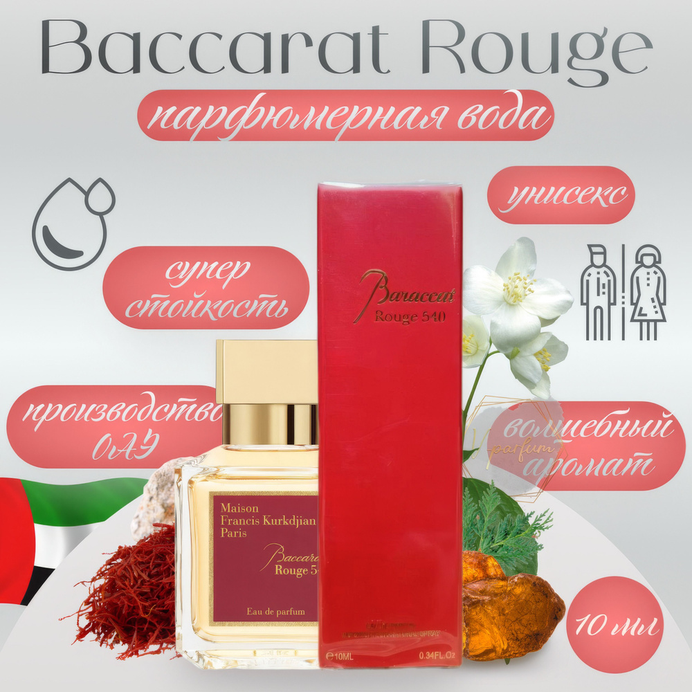 Парфюмерная вода по мотивам Baccarat Rouge 540 Ravza parfum / Баккара Руж 540 Равза парфюм 10 мл  #1