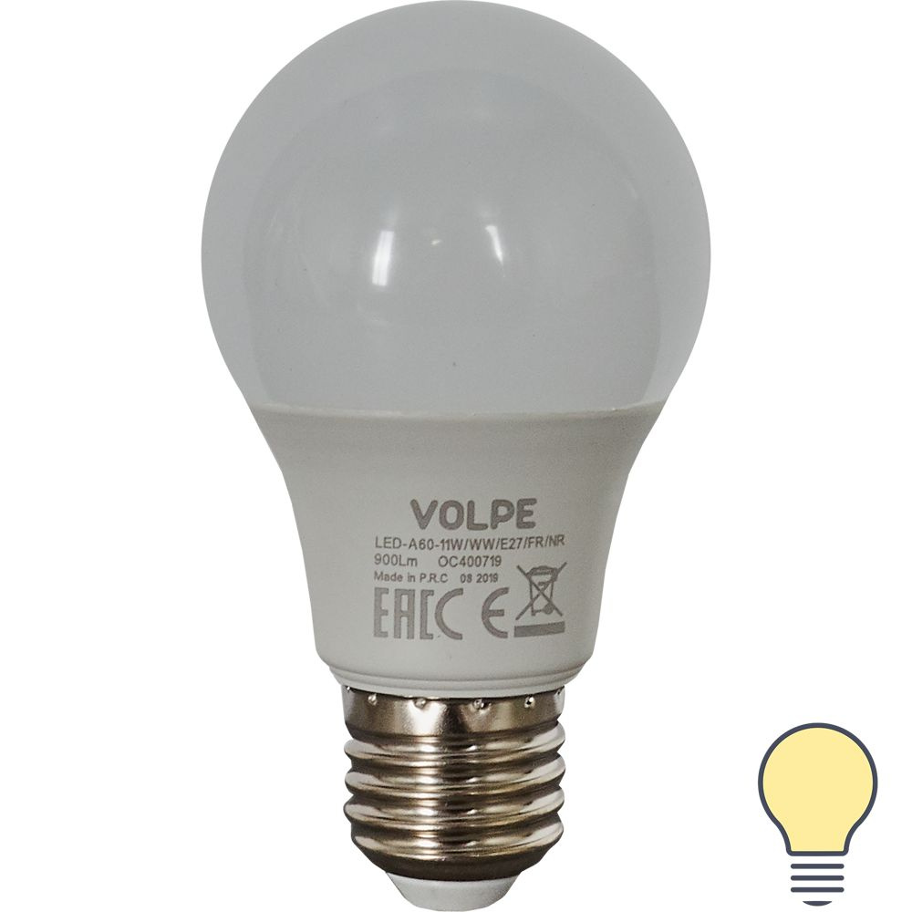 Лампа светодиодная Volpe Norma E27 220 В 11 Вт груша 900 лм, тёплый белый свет  #1