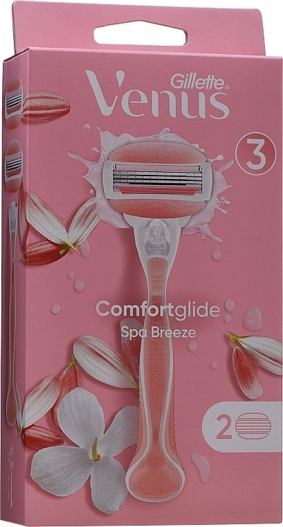 Женский станок Breeze Comfortglide Spa+ 2 сменные кассеты в комплекте, 3 лезвия, гелевые подушечки для #1