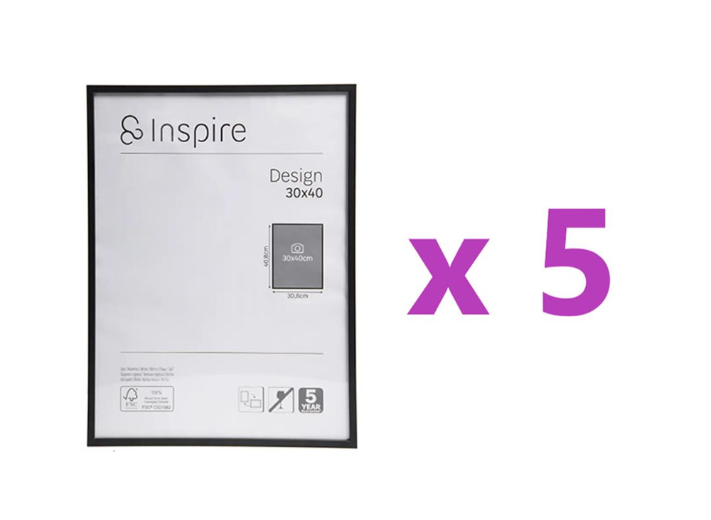 Рамка Inspire Design 30x40 см алюминий цвет черный, 5 шт. #1
