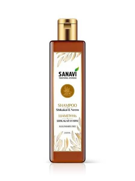 SHAMPOO Shikakai & Neem, SLS & PARABEN FREE, Sanavi (ШАМПУНЬ для волос от перхоти ШИКАКАЙ И НИМ, Санави), #1