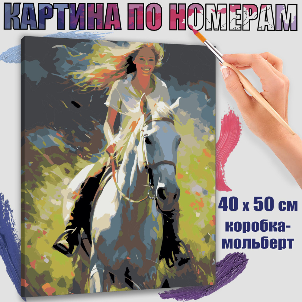 Картина по номерам 40x50 см. Наездница #1