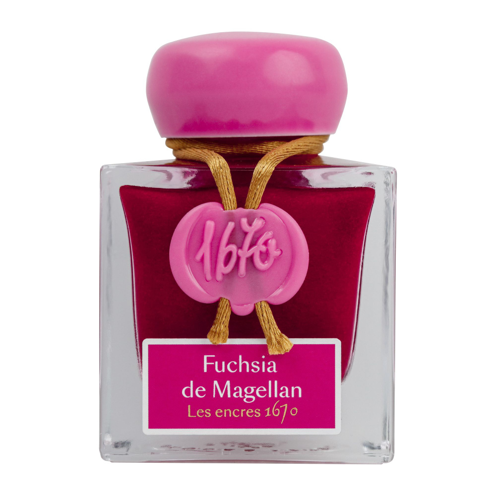 Чернила в банке Herbin Prestige 1670, 50 мл, Fuchsia de Magellan Розовый с золотыми блестками  #1