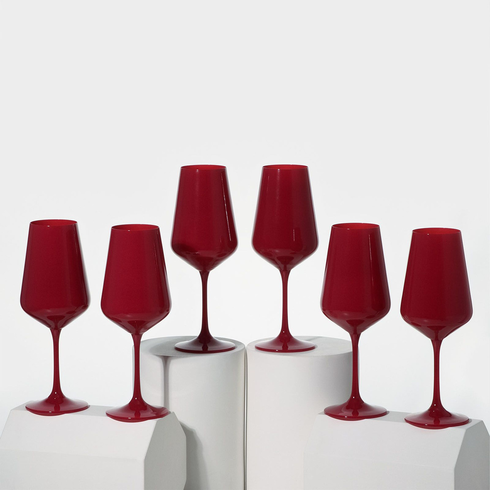 Набор бокалов для вина "Сандра", 450 мл, 6 шт, цвет красный #1