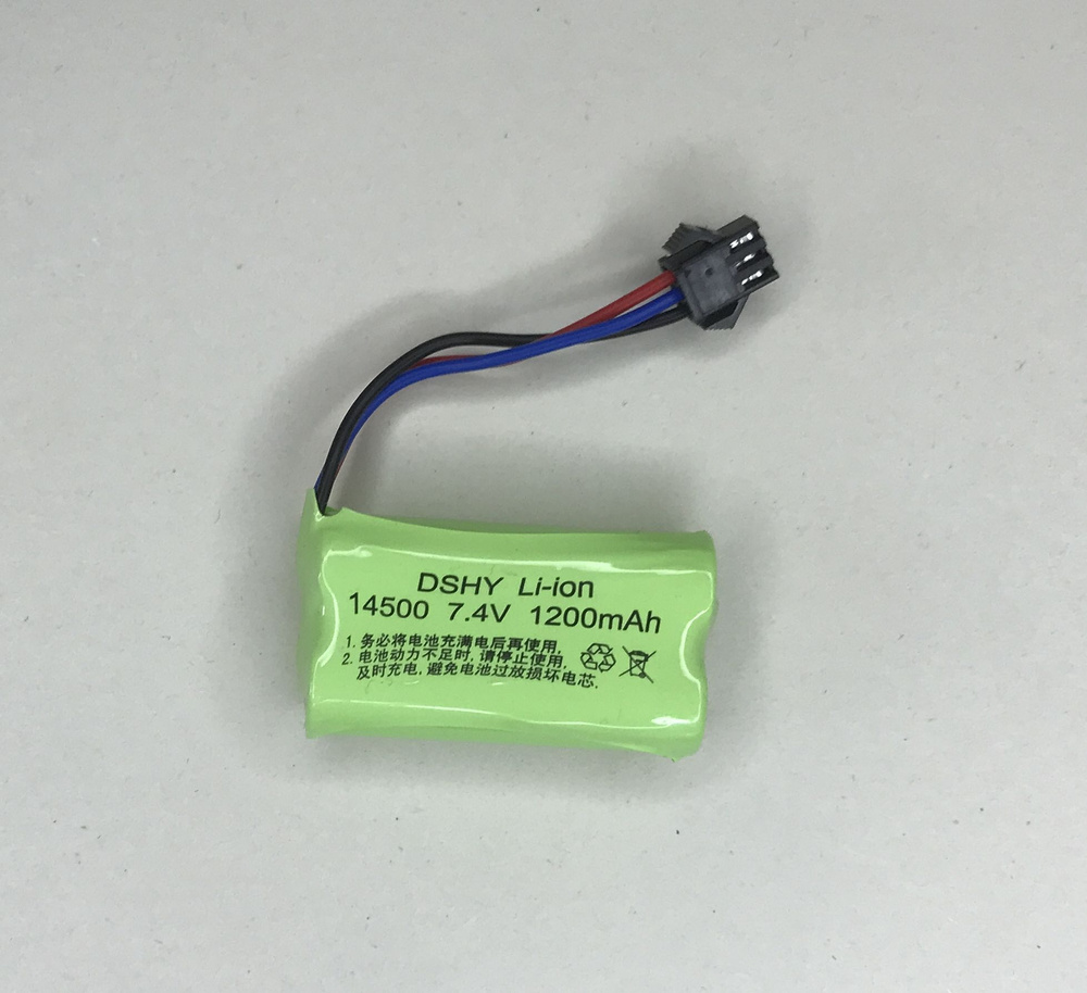 1 шт. аккумулятор АКБ батарейка размер 14500 двойная 7.4v, 1200 mAh разъем SM-3P 3 пин для игрушек  #1