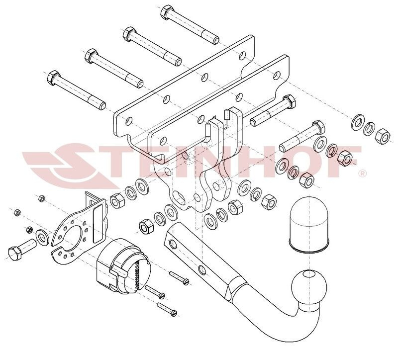 Фаркоп на Jeep Gladiator 01/2020- без снятия и подрезки бампера (паспорт и сертификат в комплекте)(без #1