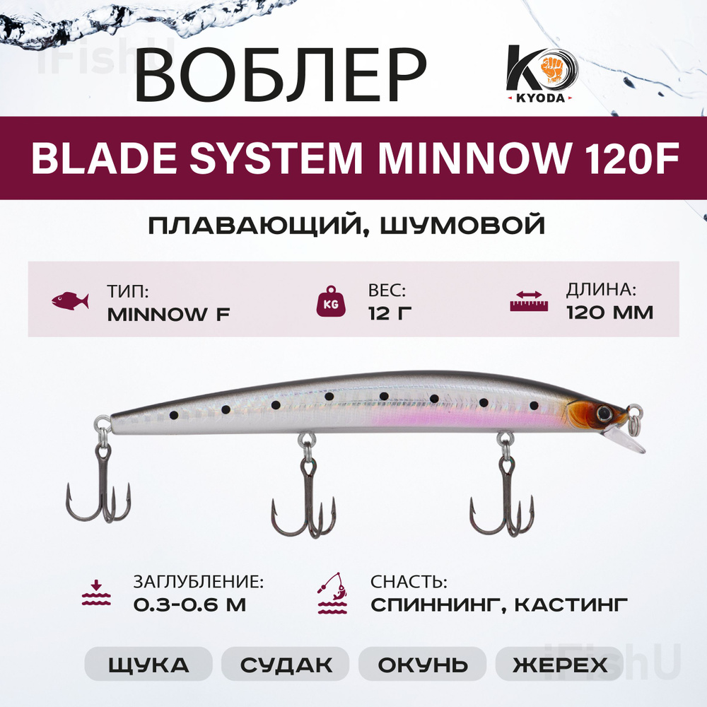 Воблер KYODA BLADE MINNOW F, 120мм, 12г, 0,3 - 0,6м, P1853 #1