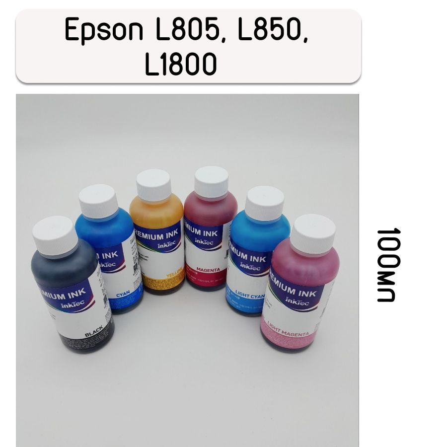 Чернила Epson L805, L850, L1800 (InkTec) E0017-100MX Bk, C, M, Y, LC, LM (6х100мл) водорастворимые, комплект #1