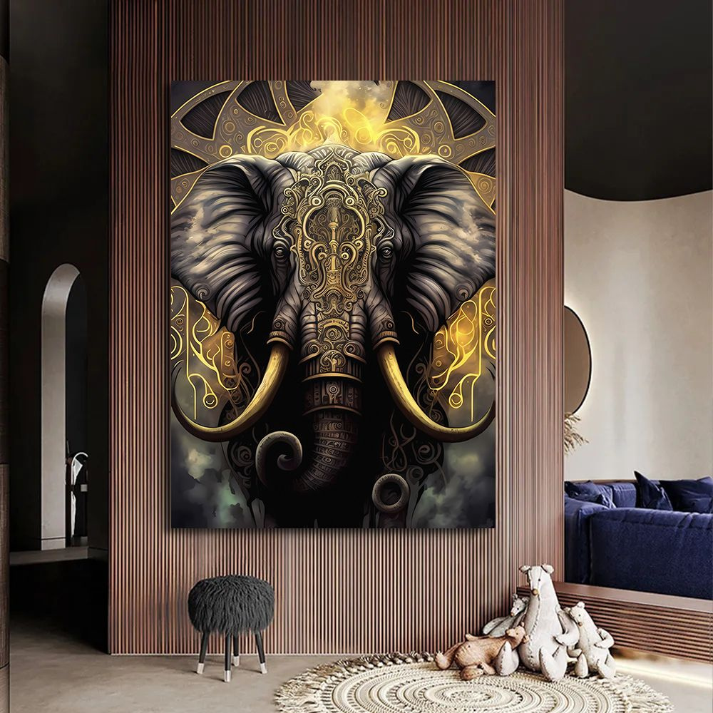 Картина с золотым слоном, 40х60 см. #1