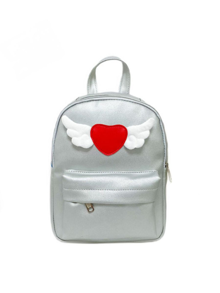 Детский маленький рюкзак для девочек в садик с принтом сердце, высота 28 см  #1