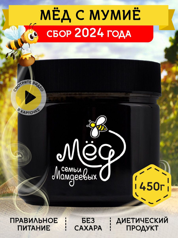 Мумие алтайское натуральное с медом, 450 г, полезные сладости  #1