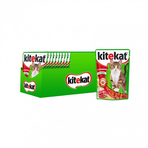 Kitekat корм говядина в соусе, 28шт., 85 гр. #1