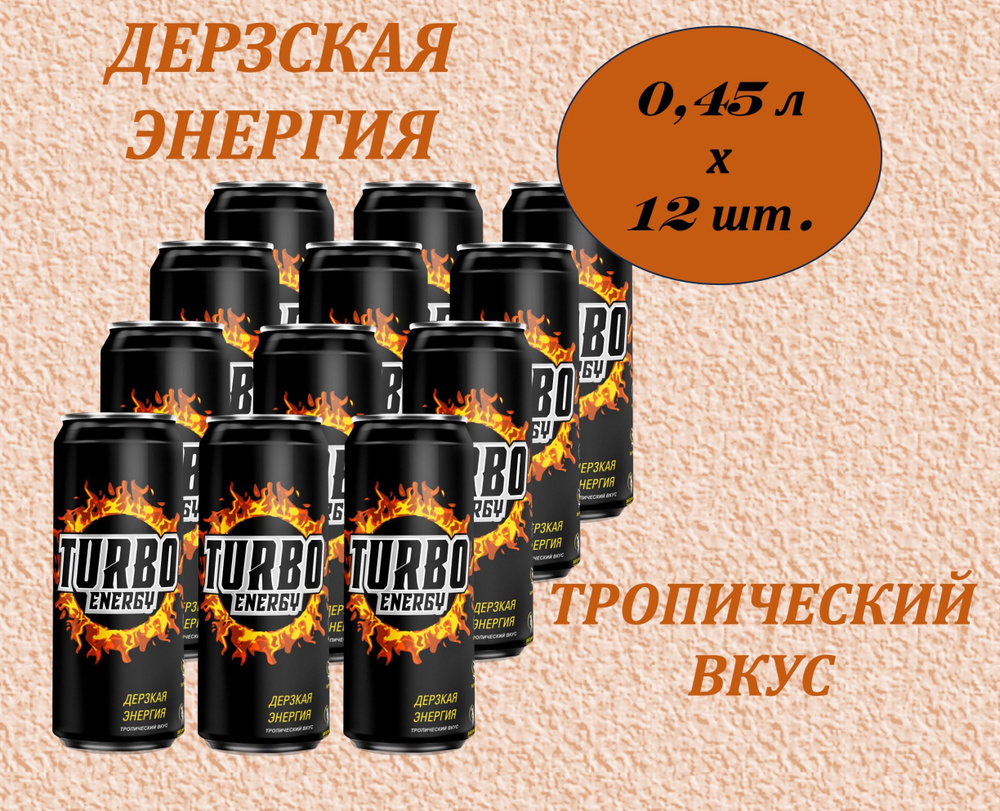 TURBO ENERGY Энергетический напиток Дерзкая Энергия 0,45 л х 12 банок  #1