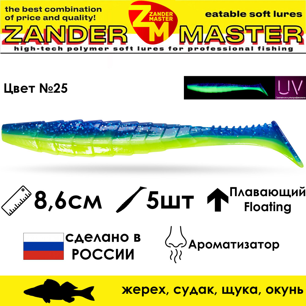 Силиконовая съедобная приманка для рыбалки ZanderMaster "GEKTOR" 8,6см (5 штук) geko геко  #1