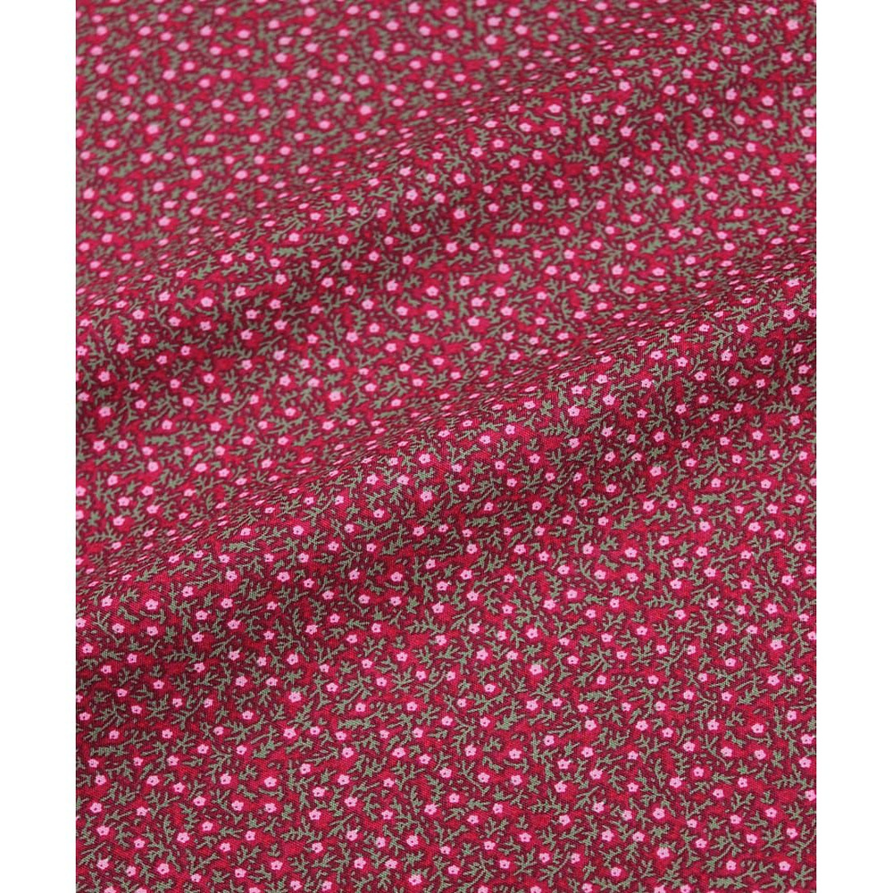 Ткань для шитья(1 м) Импорт. хлопок "Россыпь розовых цветочков на бордово-малиновом", ш.1.5м, хл-100%,105гр/м.кв #1