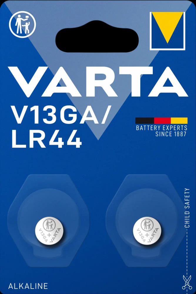 Батарейка LR44 / V13GA VARTA BL2 (LR1154, AG13, G13, RW82, A76, LR44H), 2шт. #1