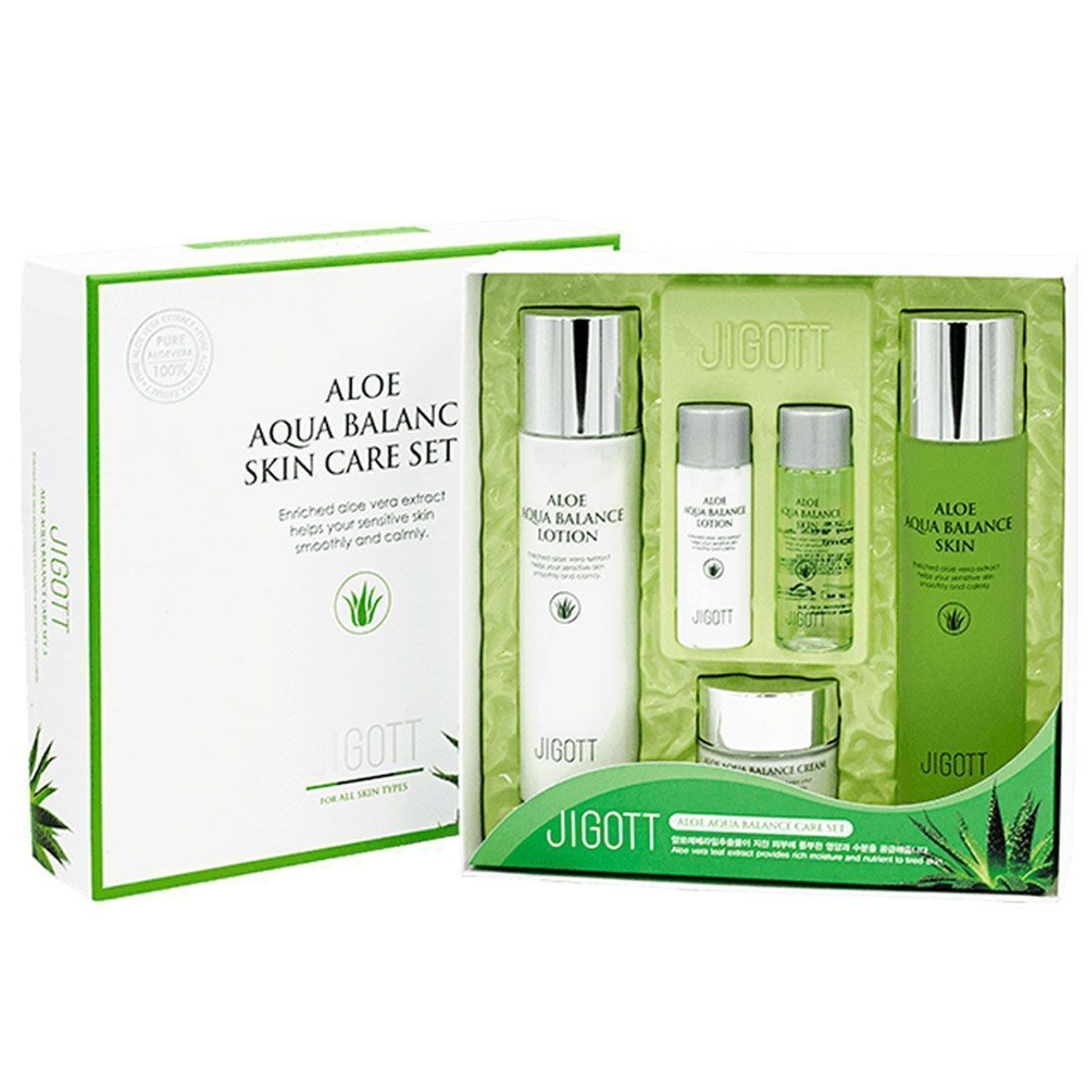 Уходовый набор с алое вера для лица JIGOTT Aloe Aqua Balance Skin Care 3 Set  #1