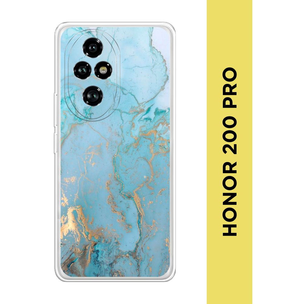 Силиконовый чехол на Honor 200 Pro / Хонор 200 Про "Голубой мрамор рисунок"  #1