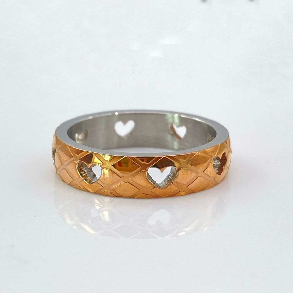 Премиальная японская бижутерия. кольцо из стали 316 L с . PVD покрытие розовое золото. размер 17 гарантия #1